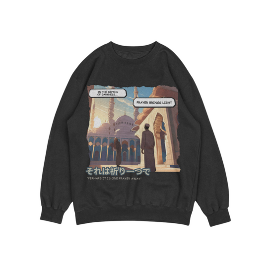 Vintage Sweatshirt - Anime Prayer Light